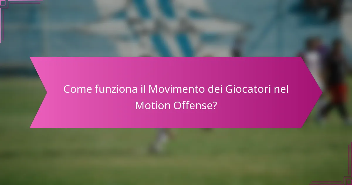 Come funziona il Movimento dei Giocatori nel Motion Offense?