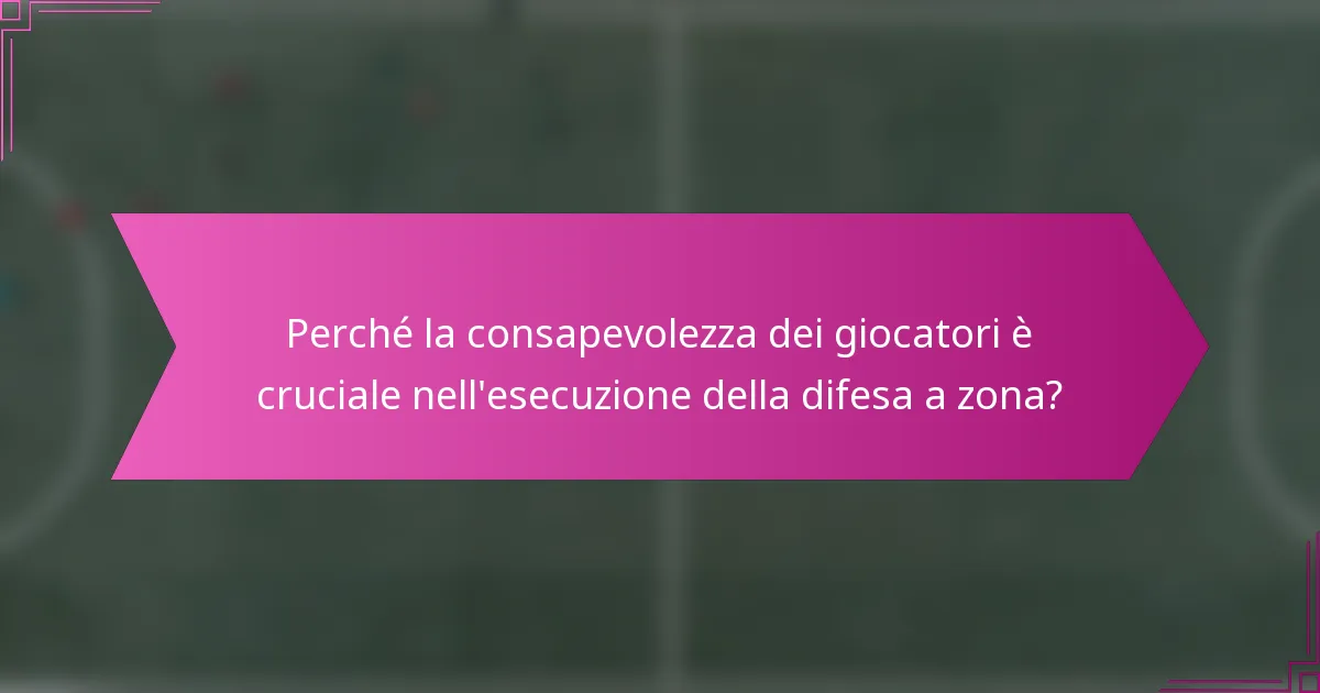 Perché la consapevolezza dei giocatori è cruciale nell'esecuzione della difesa a zona?